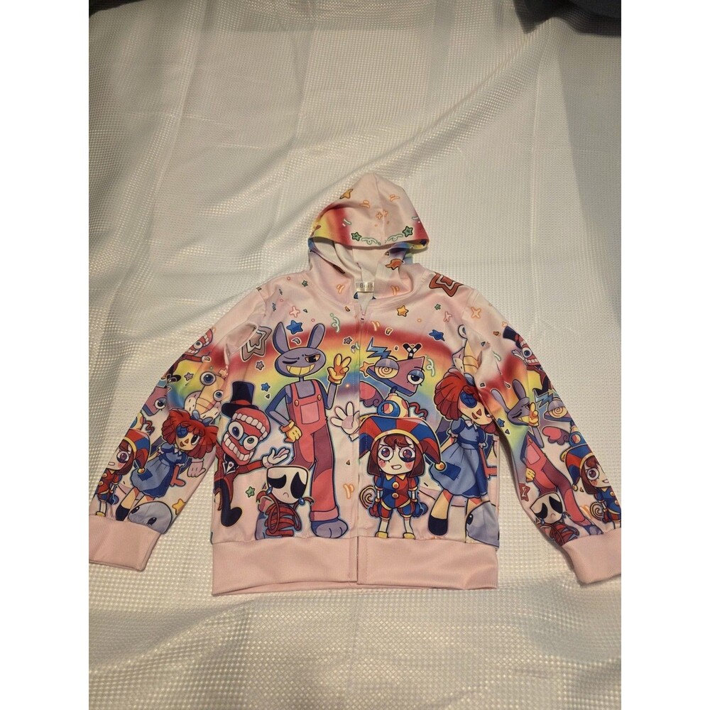 Pink Amazing Cartoon Character Zip Kids Hoodie by E Beik Size 130 (US 7-8)
